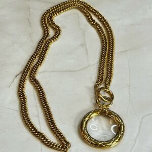 CHANEL Gold-Tone Pendant Magnifier Necklace